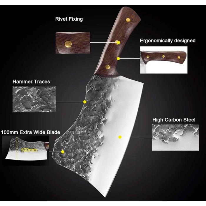 Нож-топорик для мяса Muxel SG8802-1223 из нержавеющей стали, 18 см