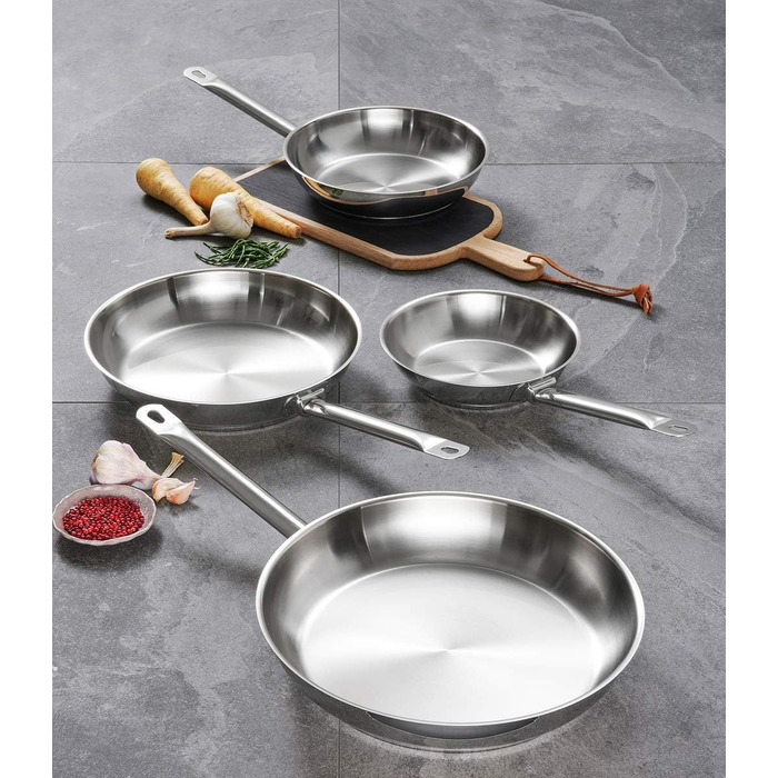 Сковорода 24 см нержавеющая сталь серебро Industar Gastrosus