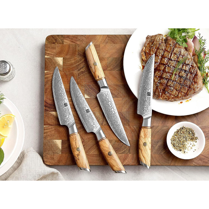 Набор из 4 ножей для стейка из дамасской стали XINZUO