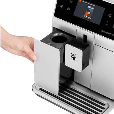 Кофемашина на 2 чашки со вспенивателем молока, серебристо-черная Perfection 760L WMF