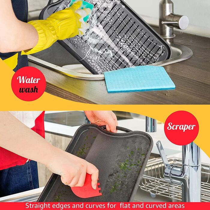 OVERMONT Чугунная сковорода-гриль с набором из 2 скребков 43,2 x 24,6 см Overmont