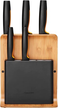 Набор ножей из нержавеющей стали, с подставкой Bamboo Design Fiskars