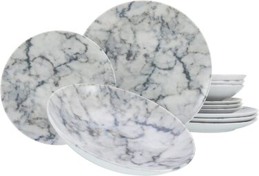 Набор столовой посуды на 4 человека 12 предметов Home Series Marble CreaTable