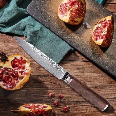 Универсальный нож из натуральной дамасской стали с рукояткой из молота и ореха 12,50 см Wakoli