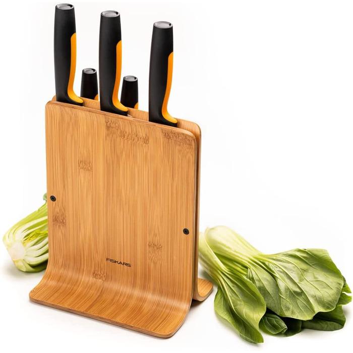 Набор ножей из нержавеющей стали, с подставкой Bamboo Design Fiskars