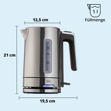 KHG Электрочайник 1 л нержавеющая сталь/пластик WK-105 ES KHG