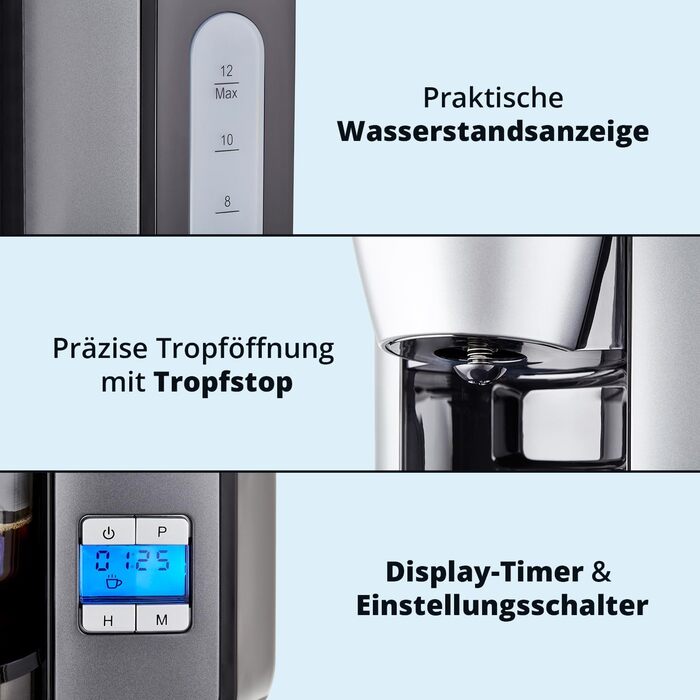 KHG Набор техники электрочайника 1,7 л, кофеварки на 12 чашек и тостера на 2 ломтика Skandi Look KHG