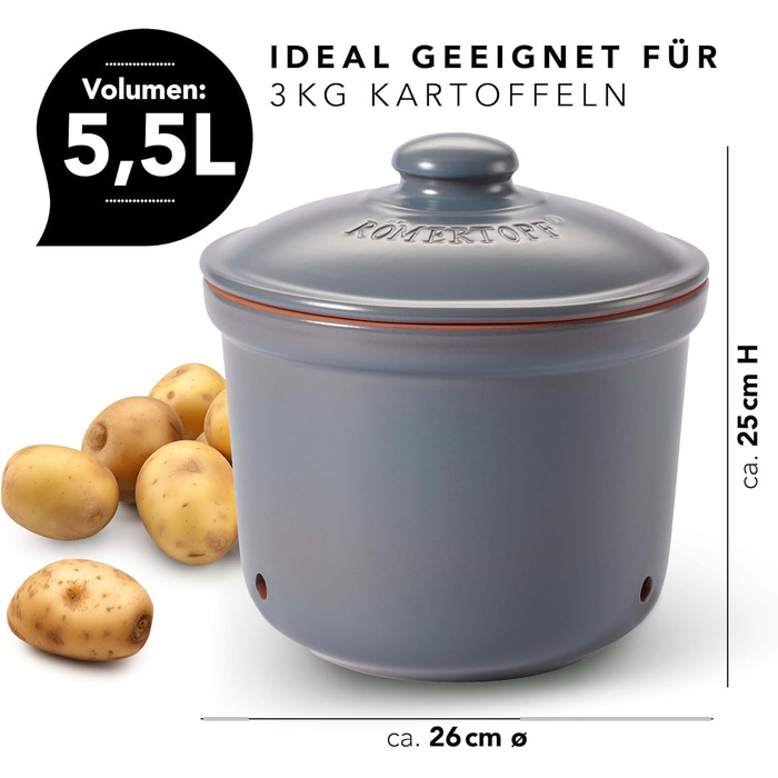 Горшок для хранения 5,5 л Grey Maxi Plus Römertopf