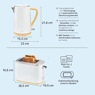 KHG Электрочайник 1,7 л и тостер на 2 ломтика пластик White KHG