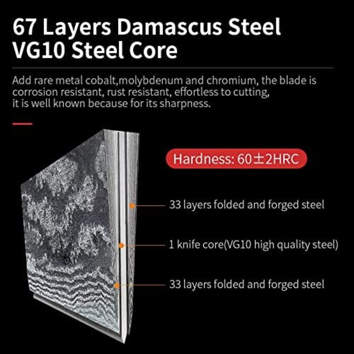 Поварской нож Wolfblood XL из 67 слоев дамасской стали, 32 см