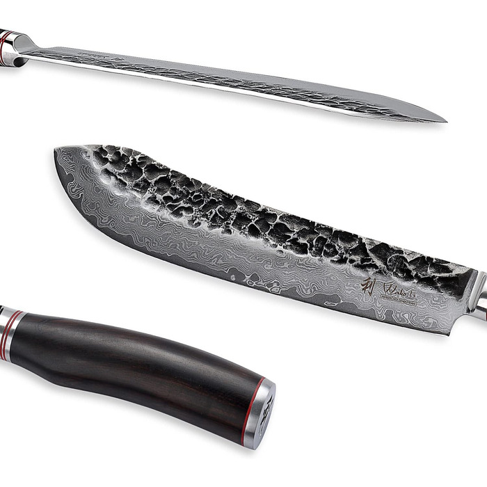 Профессиональный поварской нож из настоящей дамасской стали с рукояткой из дерева пакка 25 см Wakoli Ebo