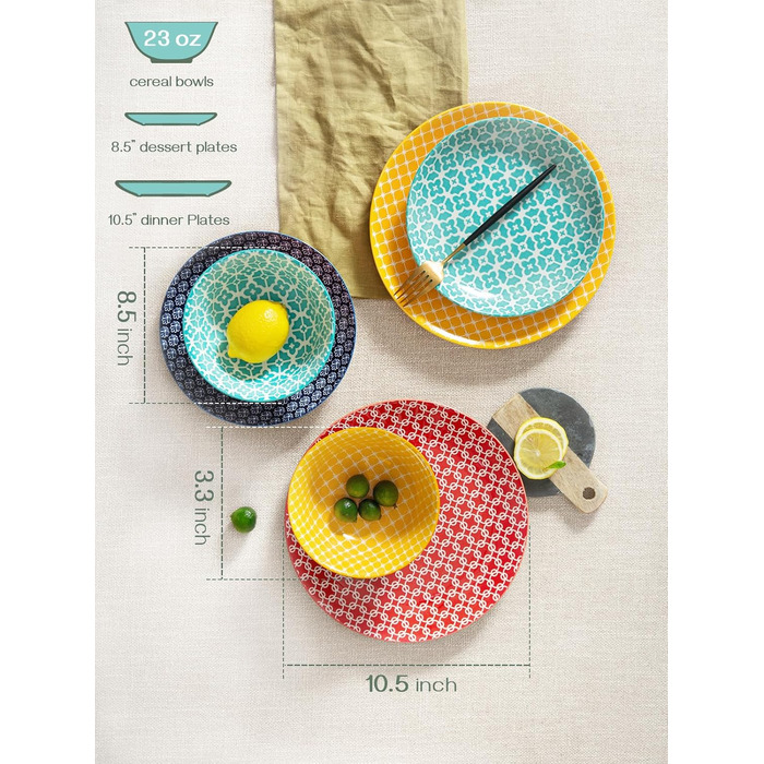 Набор керамической посуды 12 предметов Colourful Flowers DOWAN