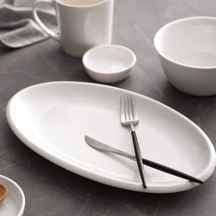 Набор из 2 сервировочных овальных блюд 35,6 х 20,3 см White DOWAN