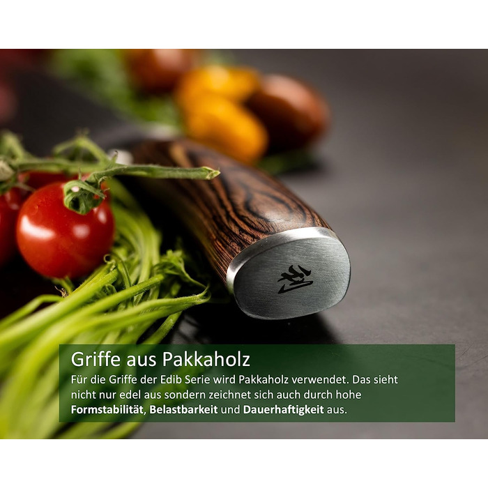 Профессиональный нож сантоку  из дамасской стали с ручкой из дерева пакка 12 см Wakoli