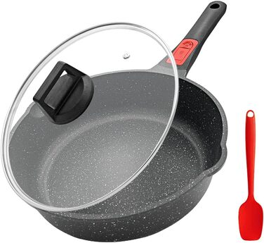 Сковорода с крышкой 24 см, черная Bobikuke