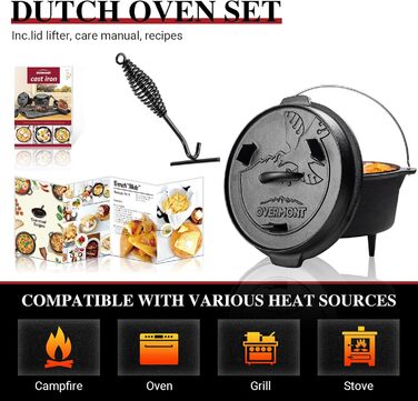 Чугунная голландская печь 6,3 л Black Overmont