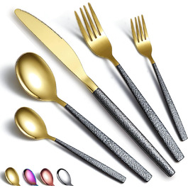 Набор столовых приборов 30 предметов Black Gold HOMQUEN