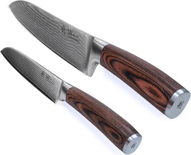 Поварской набор из 2 кухонных ножей из дамасской стали Pakka Wood Edib Wakoli