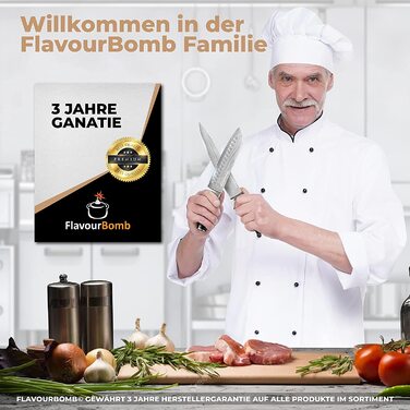 Поварской нож FlavourBomb из 67 слоев дамасской стали, рукоять из микарты, 20 см