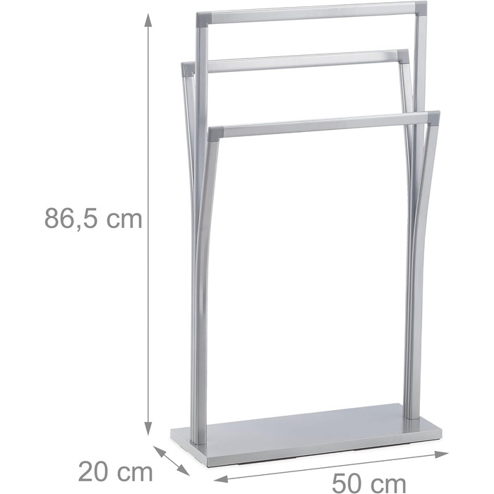 Вешалка для полотенец с 3 перекладинами 86,5 x 50 x 20 см Silver Relaxdays