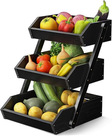 Бамбуковая этажерка для фруктов 41,3 см Black G.a HOMEFAVOR