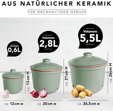 Набор горшков для хранения 3 предмета Green Römertopf