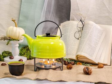 Керамический набор Tea4chill &quot;Nelly&quot;, заварочный чайник с подогревом 1.5 л, 6 чашек по 120 мл, зеленый