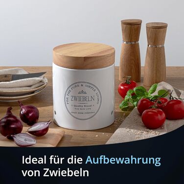 KHG Набор банок для хранения лука и чеснока керамика/бамбук White KHG