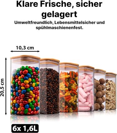 Набор банок для хранения 1,6 л 6 предметов Deco Haus