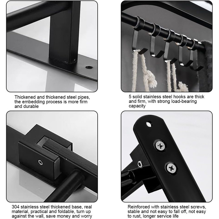 Вешалка для полотенец 58 см с крючками ‎HONPHIER
