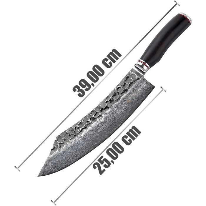 Профессиональный поварской нож из настоящей дамасской стали с дерева пакка 25 см Wakoli Ebo