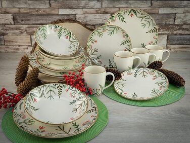 Столовый сервиз на 4 человека 16 предметов Greenery Leaves Series CreaTable