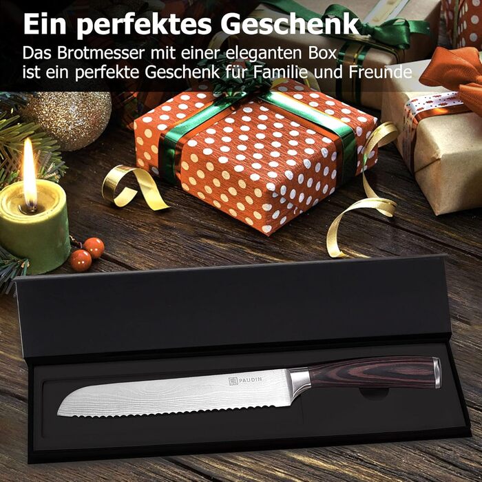 Нож для хлеба из углеродистой нержавеющей стали 20 см PAUDIN