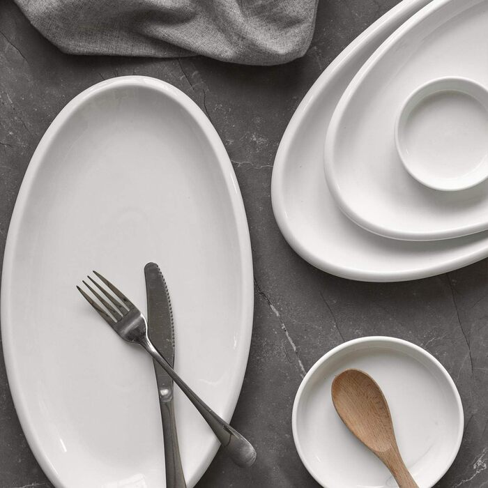 Набор из 2 сервировочных овальных блюд 35,6 х 20,3 см White DOWAN