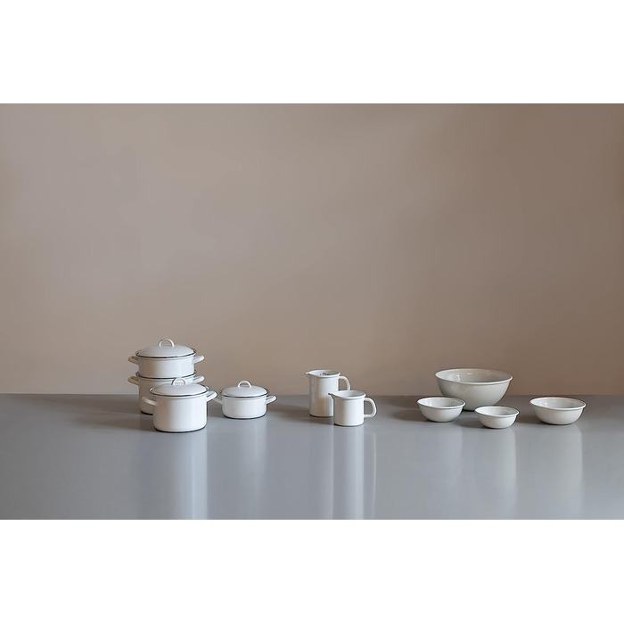 Кастрюля 1 л 16 см, эмалированная, белая Riess 0128-033